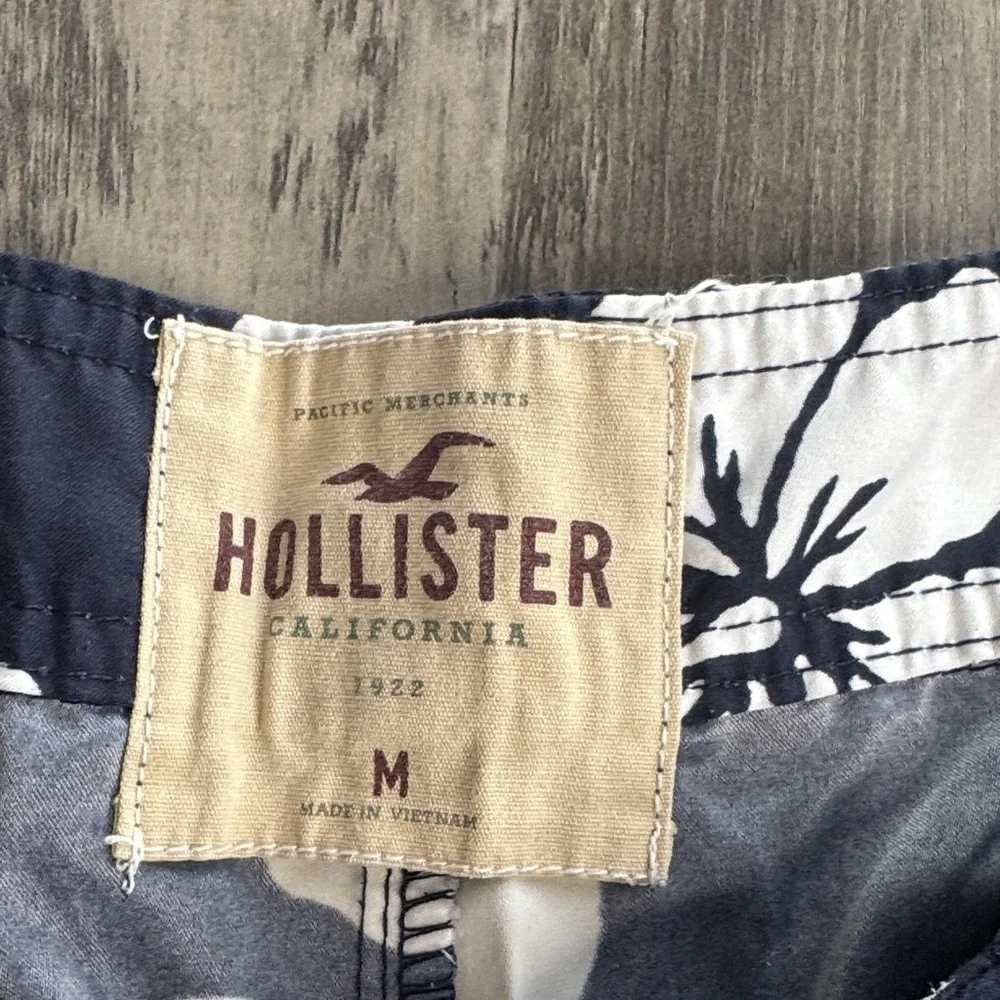 Hollister Navy Floral Board Shorts with White Hibiscus Print